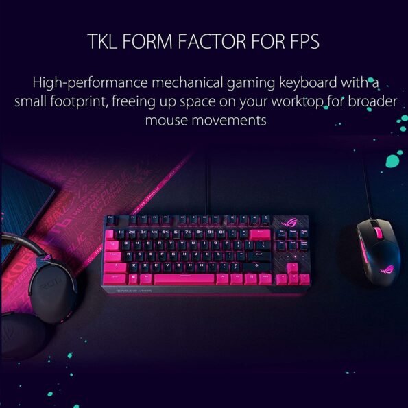 ASUS ROG Strix Scope TKL Electro Punk Mechanical Gaming Keyboard | Cherry MX Red Switches