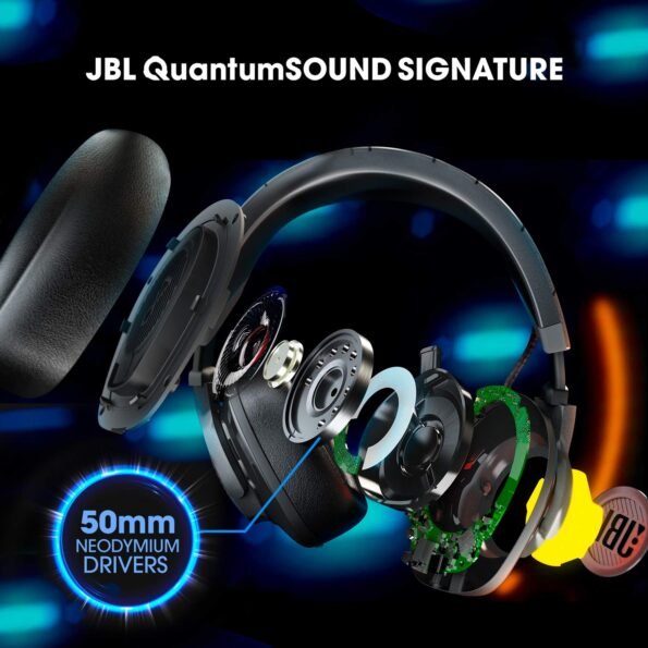 JBL Quantum 300 by Harman Hybrid Wired Over-Ear Gaming Headset with QuantumSurround & Flip-up Mic