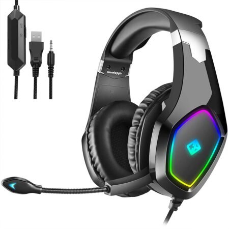 Cosmic Byte ERSA Gaming Headphone, RGB LED and Microphone for PC, PS5, Xbox, Mobiles, Tablets, Laptops (Interstellar Black)