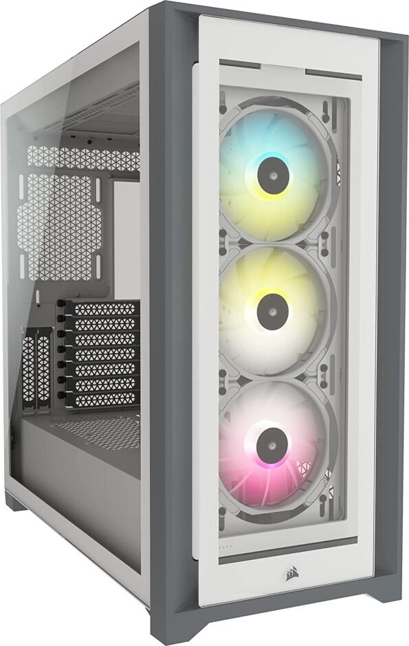 Corsair iCUE 5000X RGB Tempered Glass Mid-Tower ATX PC Smart Case, White