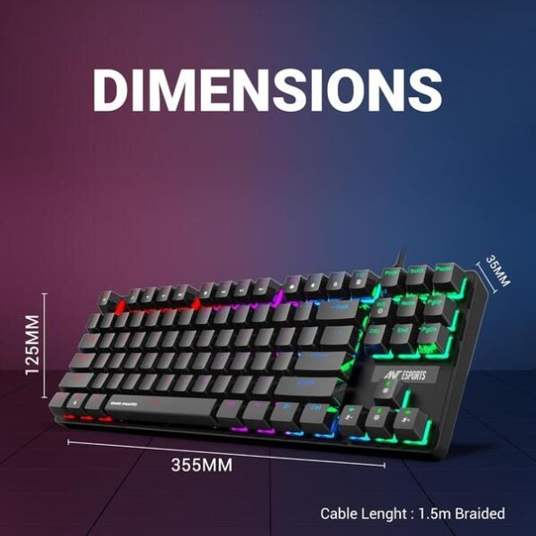 Ant Esports MK1000 Gaming Keyboard Mechanical Multicolor LED Backlit Wired -Black