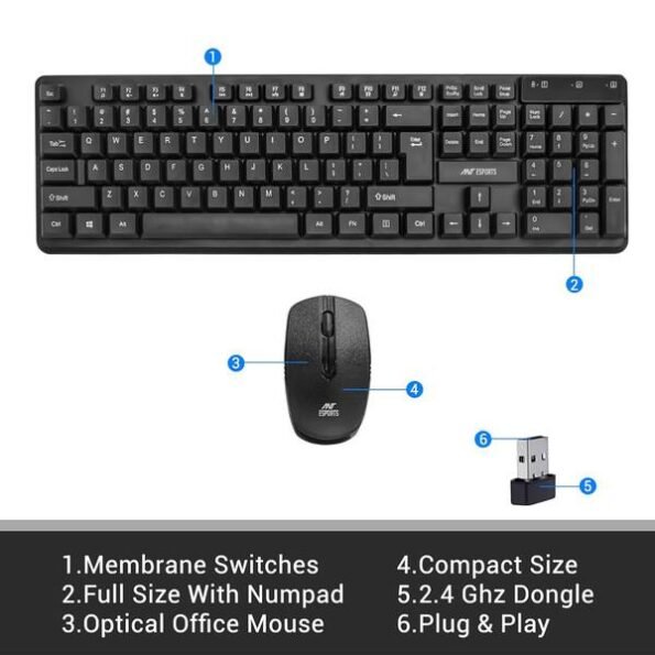 Ant Esports MKWM2023 Wireless Keyboard & Mouse Combo ( Black )