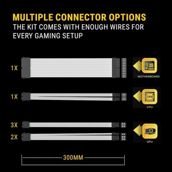 Ant Esports MOD Extension Cable Set 30 cm White.