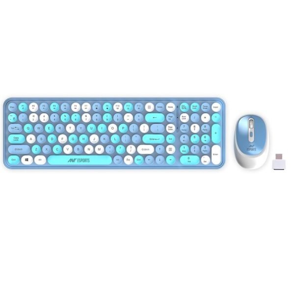 Ant Esports WKM44 Wireless Retro Keyboard and Mouse Combo (Blue)