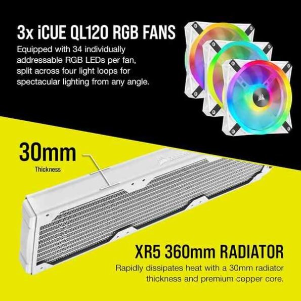 CORSAIR Hydro X Series iCUE XH305i RGB PRO Custom Cooling Kit WHITE