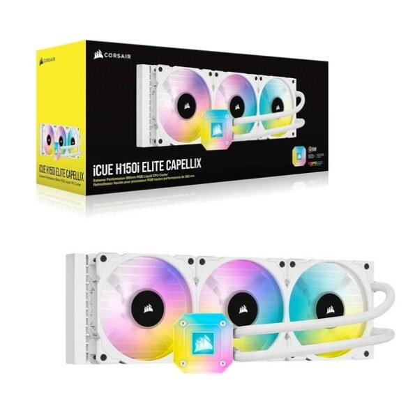 CORSAIR iCUE H150i ELITE White, 360mm Radiator, Liquid CPU Cooler