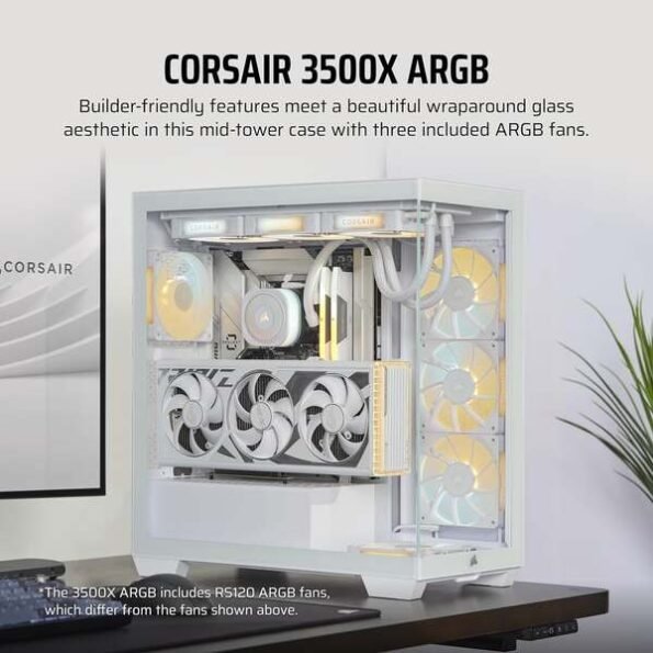 Corsair Chassis 3500X RGB Tempered Glass Mid-Tower, White