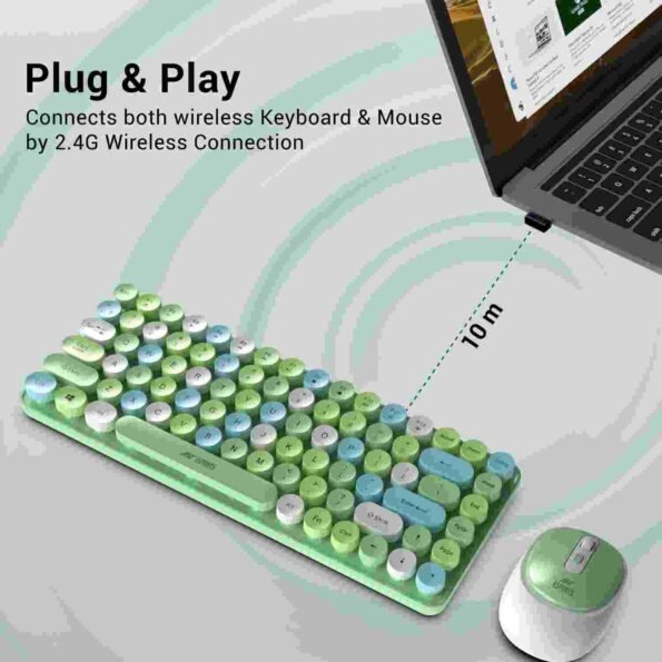 Ant Esports WKM33 Wireless Retro Keyboard and Mouse Combo (Apple green)