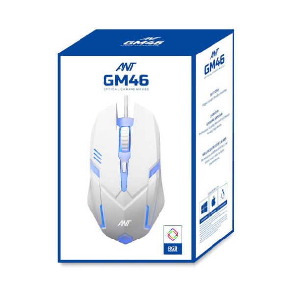 ANT ESPORTS GM46 WIRED GAMING MOUSE WHITE