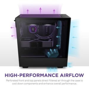 NZXT Chassis H Series H5 Flow Edition ATX Mid Tower Chassis All Black color (CC-H51FB-01)