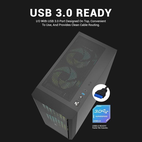 Ant Esports Chassis 250 Air Black (Chassis Without PSU) - Image 3