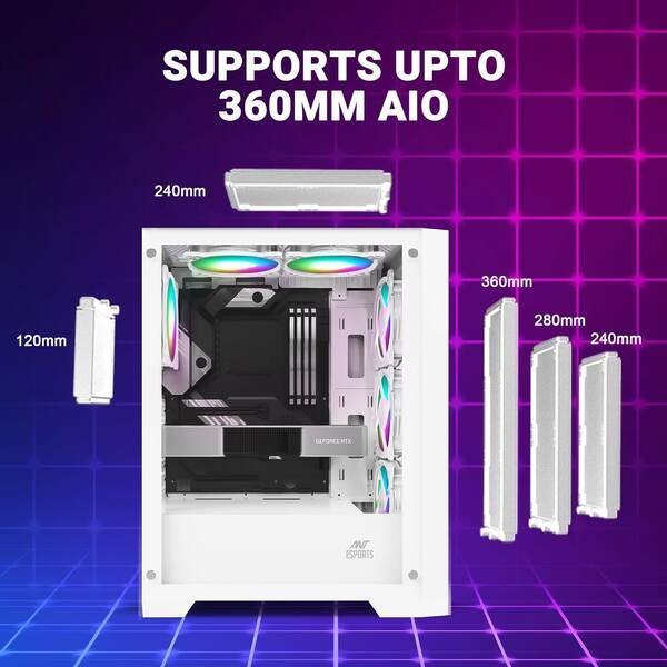 Ant Esports Chassis ICE-170TG-White (Chassis Without Power Supply) - Image 6