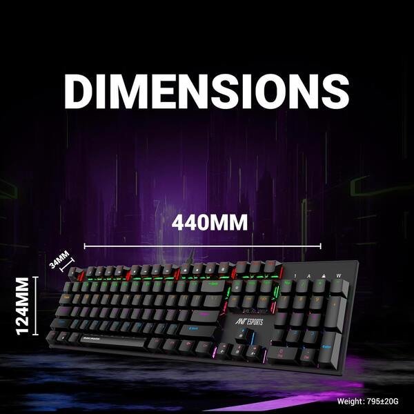 Ant Esports MK3200 V2 Mechanical Gaming Keyboard Multicolor LED Backlit Wired- Black - Image 4