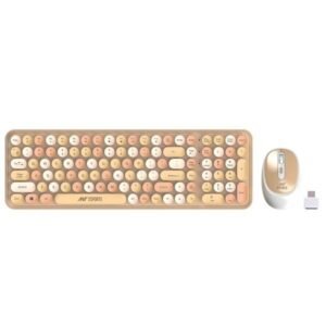 Ant Esports WKM44 Wireless Retro Keyboard and Mouse Combo (Brown)
